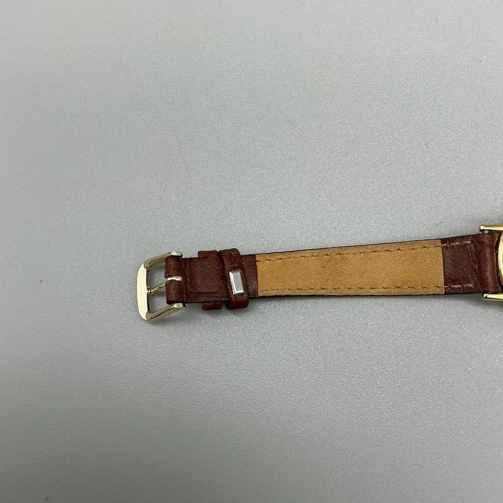 Le Chateau 2201L Womens Watch 24mm Gold Tone Brown Leather Date New Battery